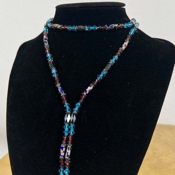 Blue Floral Magnetic Waist Beads - Bohemian Fairycore Earthy Belly Waist Chain - Picture 3 of 5